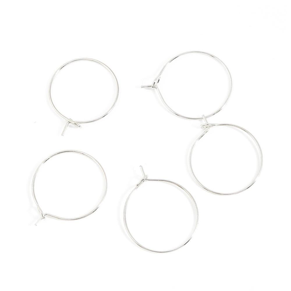 50 Uds. Pendientes de aro 20 25 30 35mm plata KC rodio dorado pendientes de círculo de hierro para DIY accesorios de fabricación de joyas: Sliver / 35mm 50pcs
