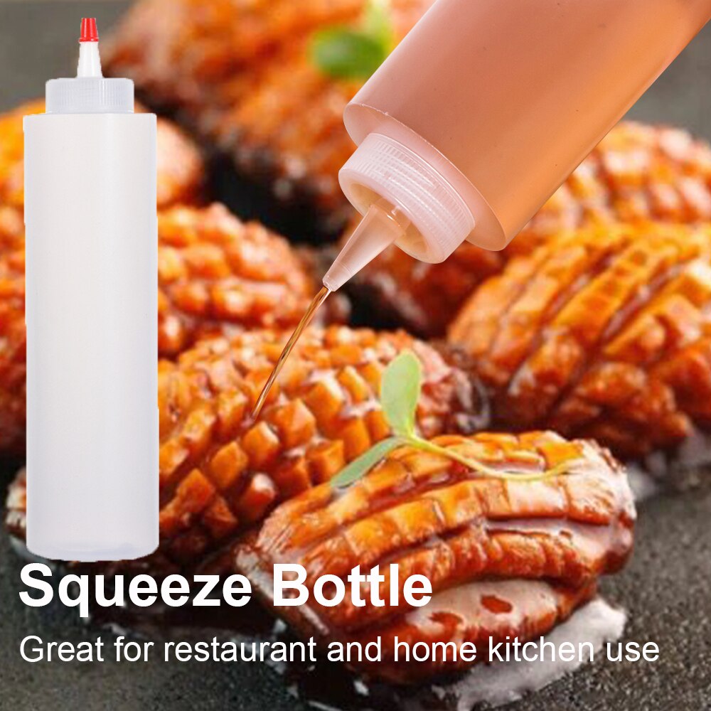 16 OZ Chocolate Squeeze Bottle With Cap Plastic Cake Decorating Bread Baking Dessert Condiment Dispenser Bottle Gadget With Cap