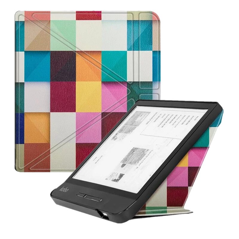 Folding Case Voor 7 "Rakuten Kobo Libra H2O E-Boeken Multi-Fold Pu Lederen Smart Flip Case cover Stand Voor Kobo Libra H2O + Film + Pen: Magic cube