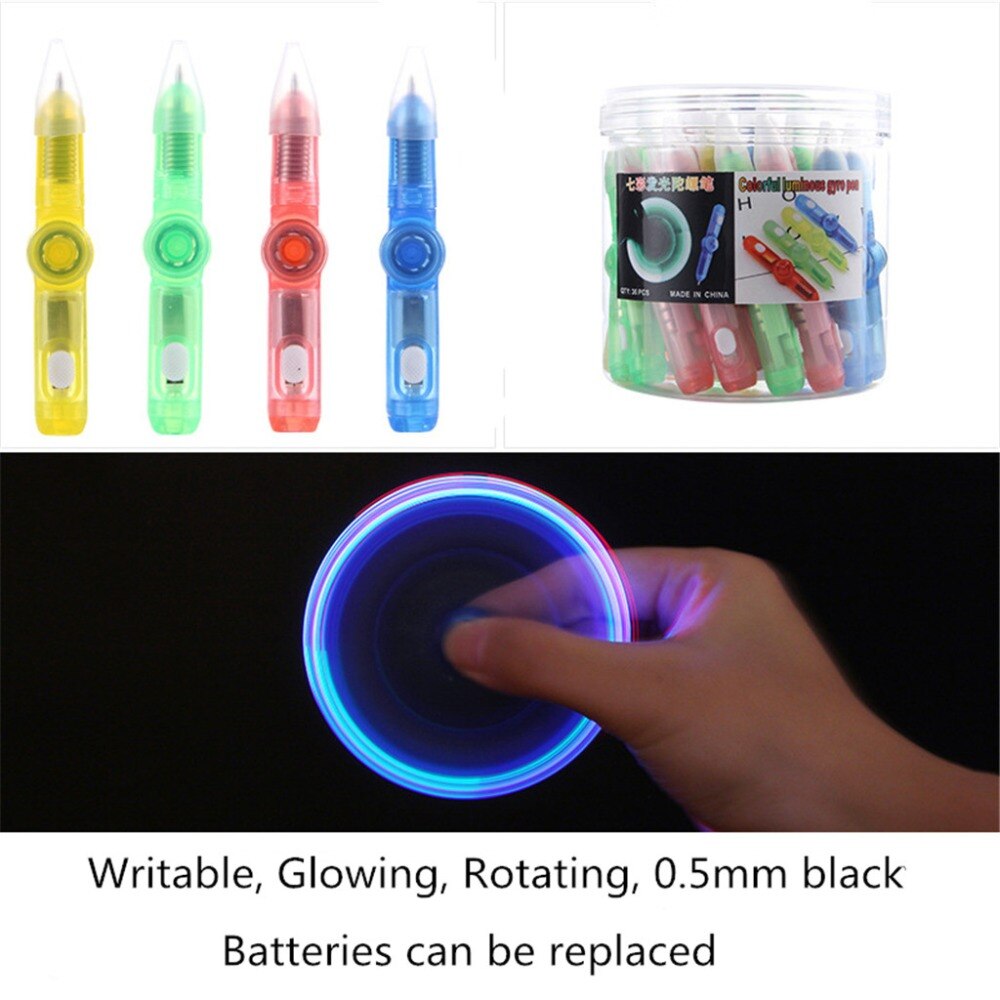 Led spinning pen kuglepen fidget spinner hånd top glød i mørkt lys edc stress relief legetøj børn legetøj skoleartikler