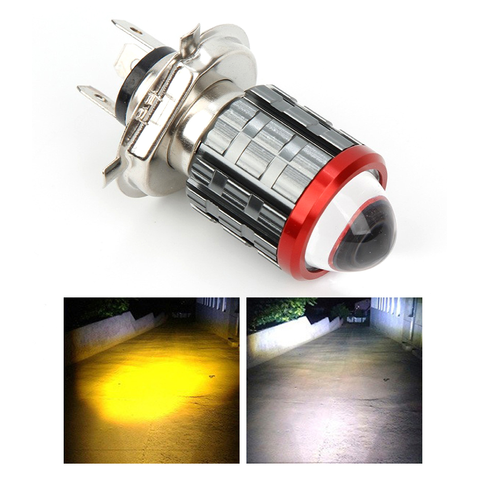 H4 LED motocicleta H6 LED Moto faro blanco amarillo bombillas lente lámpara de haz alto y bajo lámpara de motocicleta Scooter triciclo