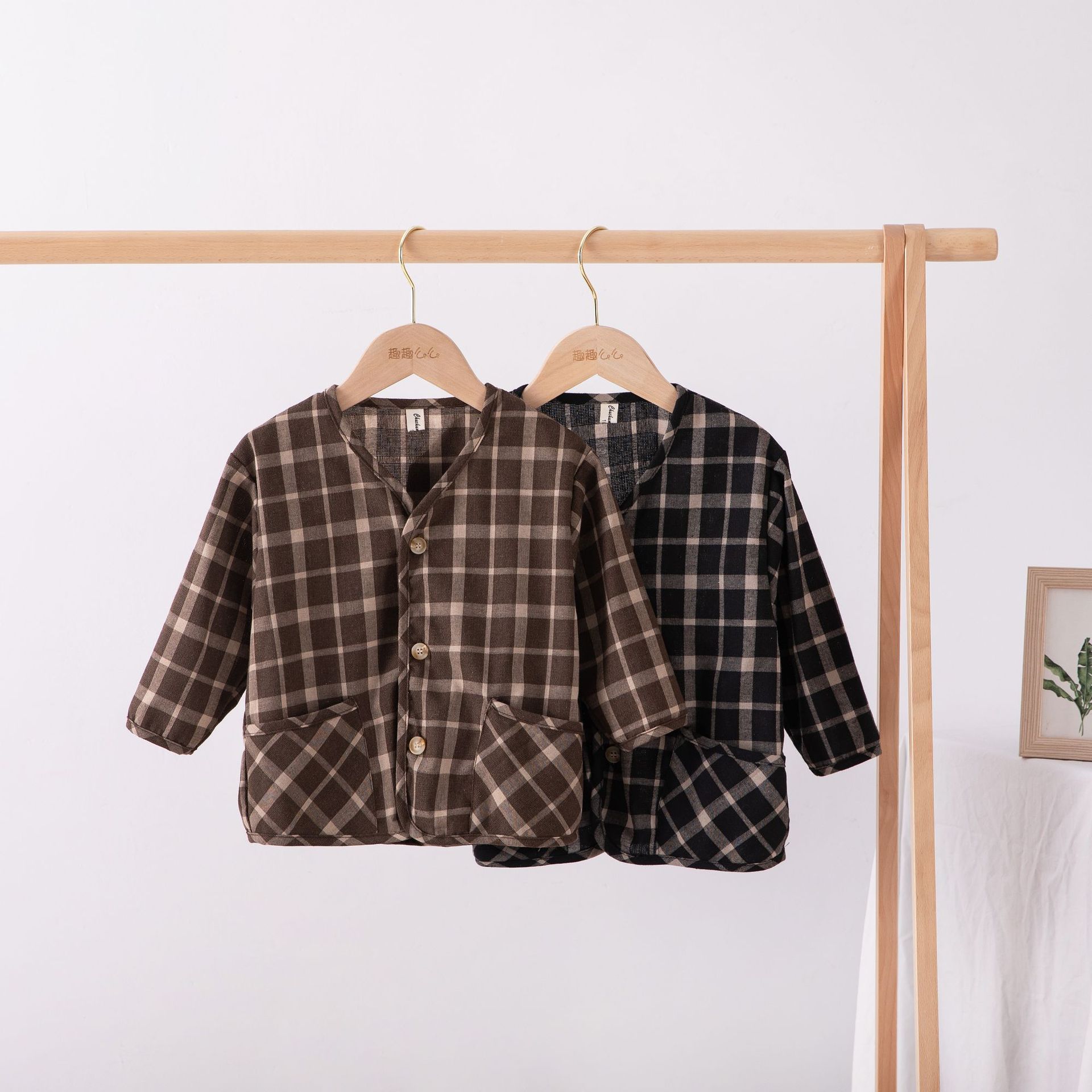 Frühling herbst freundlicher baumwolle leinen Plaid jacken jungen und mädchen Koreanischen stil verlieren beiläufige mäntel freundlicher mäntel