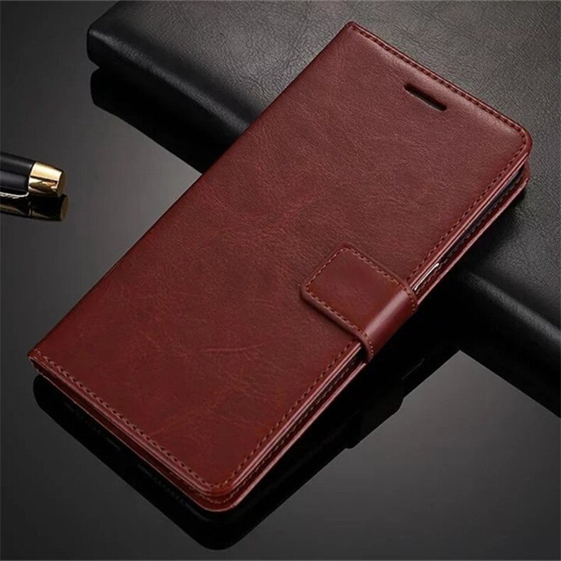 Case Voor Zte Blade A7s Premium Pu Leather Wallet Flip Shockproof Cover Voor Zte Blade A7s 6.5Inch couqe: Brown