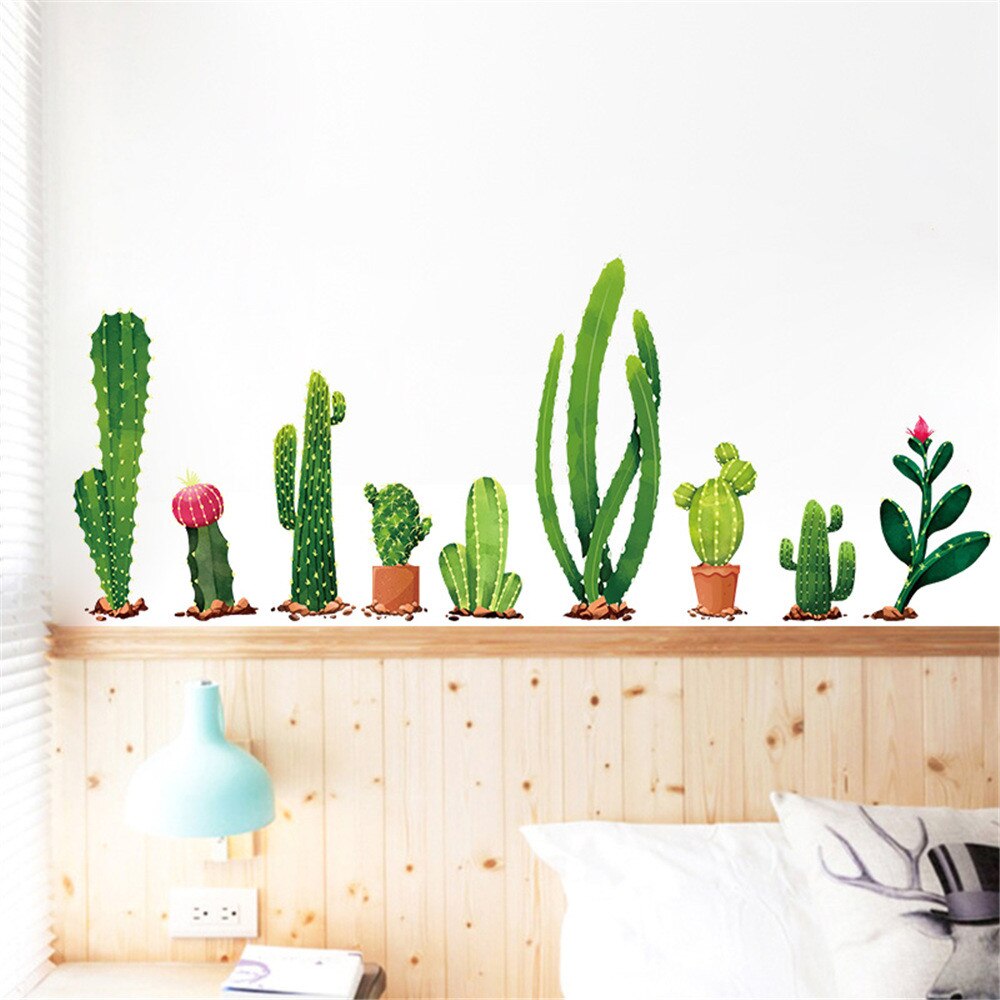 Plante verte autocollant Mural bricolage pivoine Rose fleurs plage feuilles de palmier tropicales Stickers muraux Art moderne vinyle décalcomanie murale: 60x150