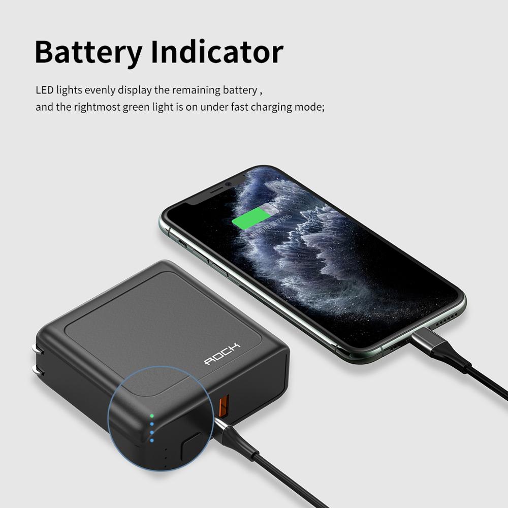 ROCK 18W PD Fast Power Bank 10000mah EU Foldable 2 in 1 PD 3.0 QC 3.0 USB Type C Charger Charging Powerbank External Battery