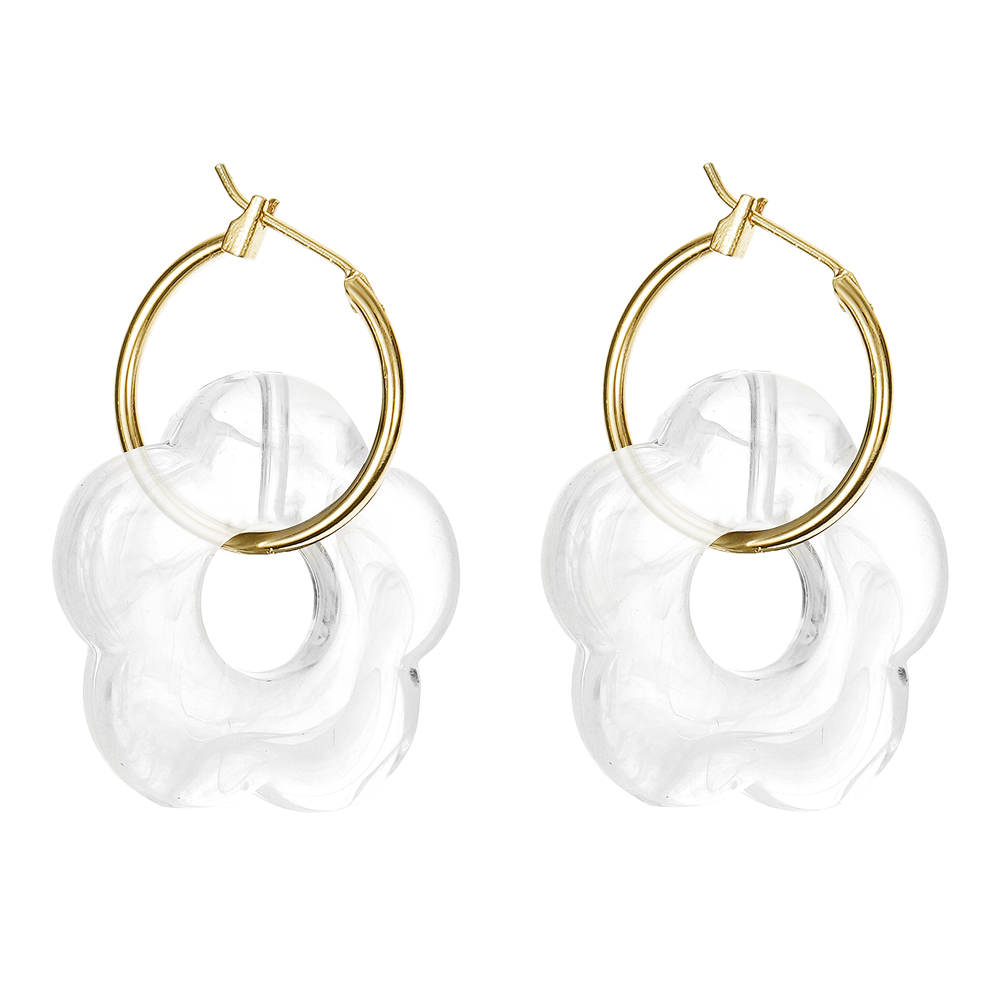 ES 2022 pendientes colgantes de resina de flores acrílicas coloridas círculo hueco para mujeres niñas joyería minimalistas pendientes colgantes: orange