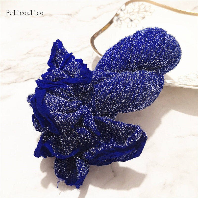 2pcs Silver Nylon Stocking Flowers Material DIY High-density Silk Stocking Making Simulation Flowers Handmade Ronde Flower: 2 Pieces Blue2