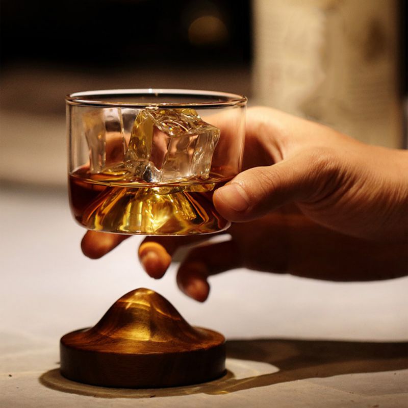 Huis Keuken Whiskey Glas Mountain Houten Bodem Wijn Transparant Glas Cup Voor Whiskey Wijn Vodka Bar Club