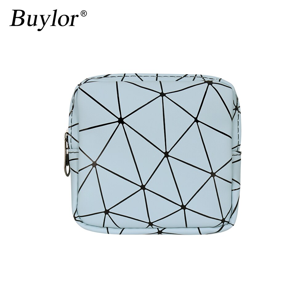 Buylor makeup taske organizer cometic holder håndtaske organizer menstruationspude opbevaringstaske rombe hygiejnebind organizer: Blå