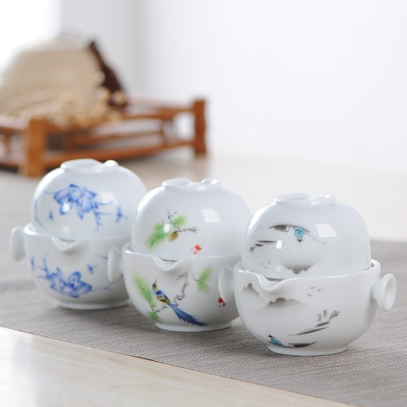 Ceramics Tea set Include 1 Pot 1 Cup, and easy gaiwan,Beautiful and easy teapot kettle,kung fu teaset