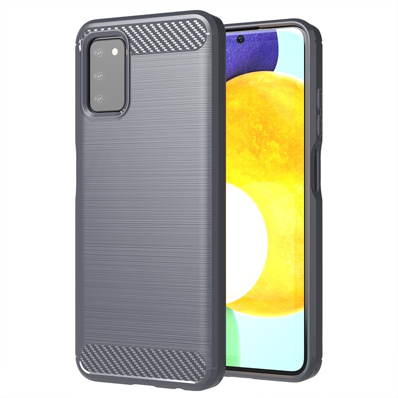 Für Samsung Galaxy A03s Fall Stoßfest Stoßstange Carbon Faser Weiche Silikon TPU Schlanke Handy Zurück Abdeckung Für Samsung Galaxy A03s fall: GRAY