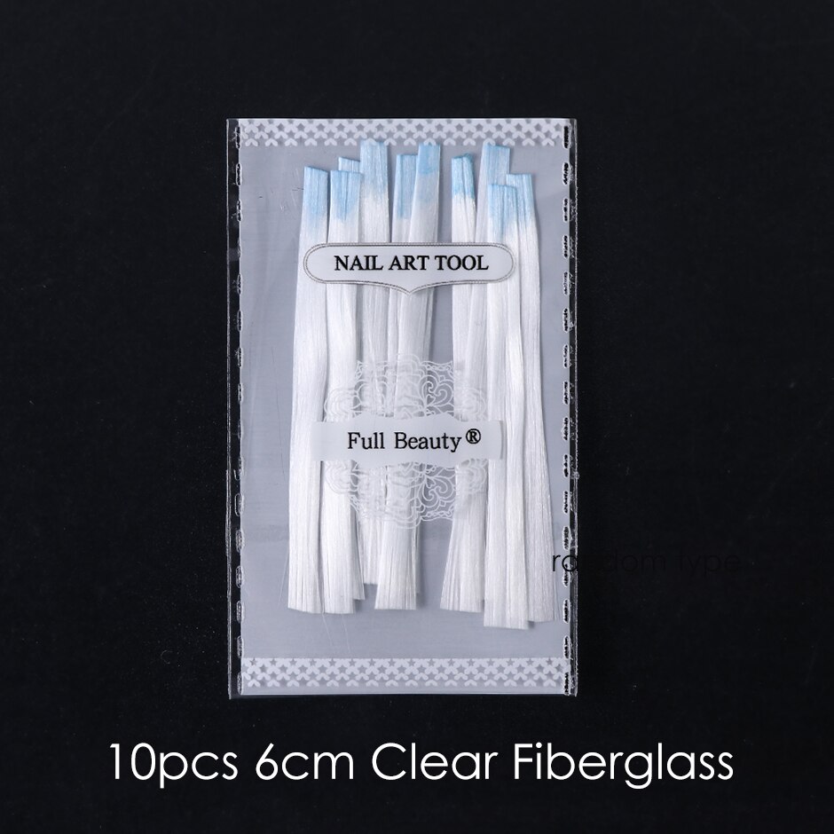 1m/2m/5m glasfiber för nagel akrylförlängning franska spetsformade spetsar glasfiber silke manikyrförlängningsset  ch1578: Blå 10pc