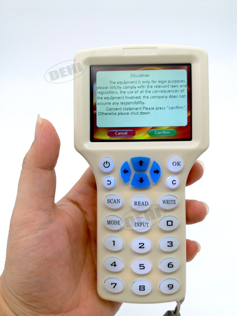 Copieur Rfid NFC portatif anglais, 10 fréquences + 5 porte-clés 125khz + 5 porte-clés UID 13.56mhz