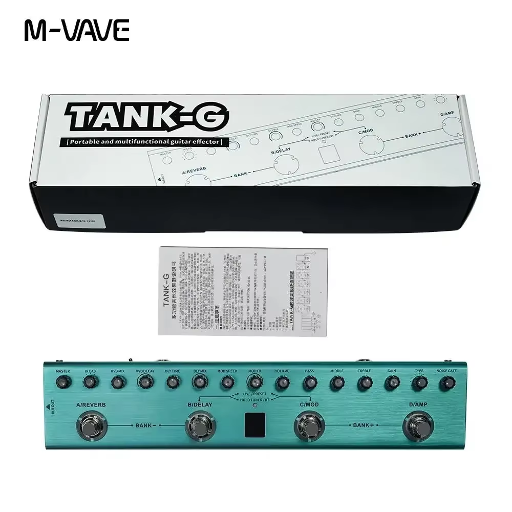 M-vave tank-g/tank-b/cubebaby bas/cubebaby ac/cube baby/tank mini genopladelig multieffektpedal til elektrisk akustisk guitar