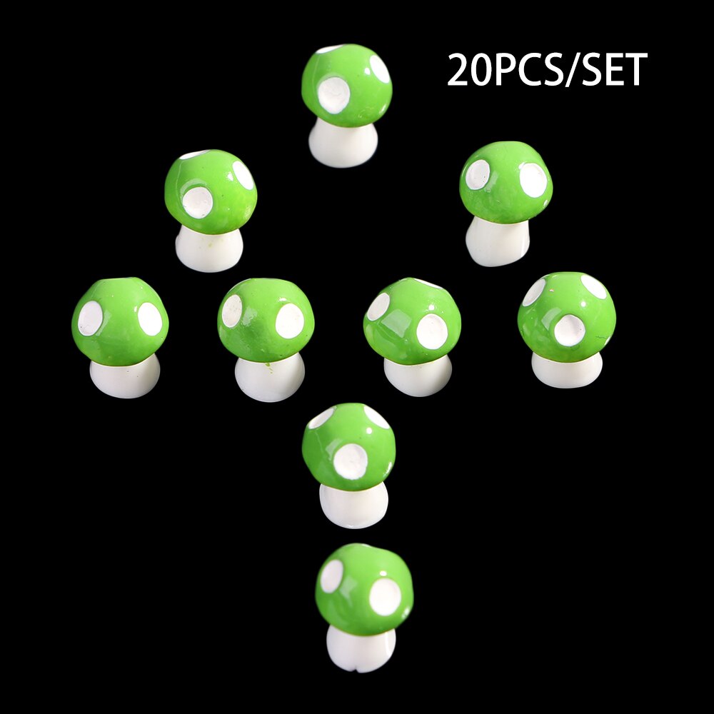 20 sztuk grzyb figurki z żywicy rzemieślniczej miniaturowy bajkowy ogród grzyb Model dla majsterkowiczów mikro ozdoba dekoracje krajobrazu