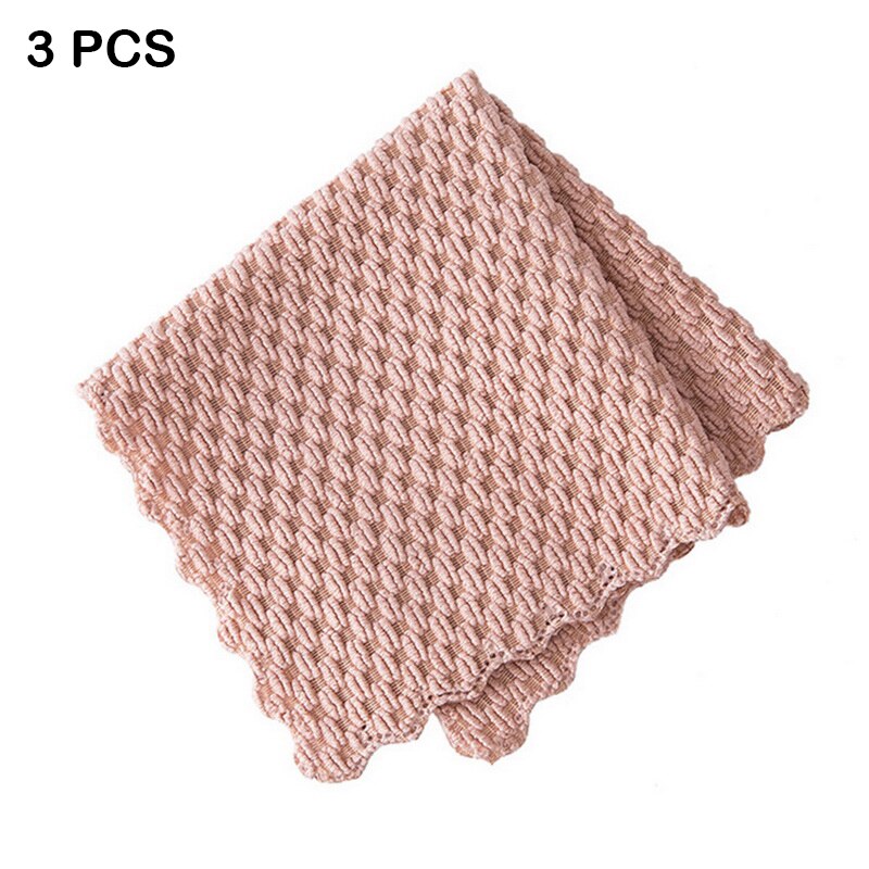 Anti-grease Wiping Rags Kitchen Efficient Super Absorbent Microfiber Cleaning Cloth Home Washing Dish Kitchen Cleaning Towel: 3 PCS Pink