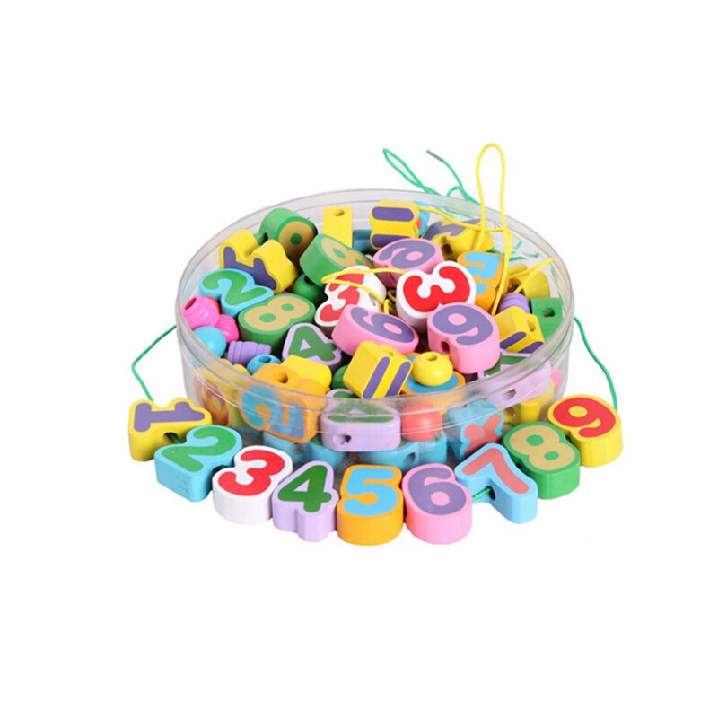 Juego De Ensartar Cuentas De Madera Montessori - 42 Piezas De Animales, Frutas Y Verduras