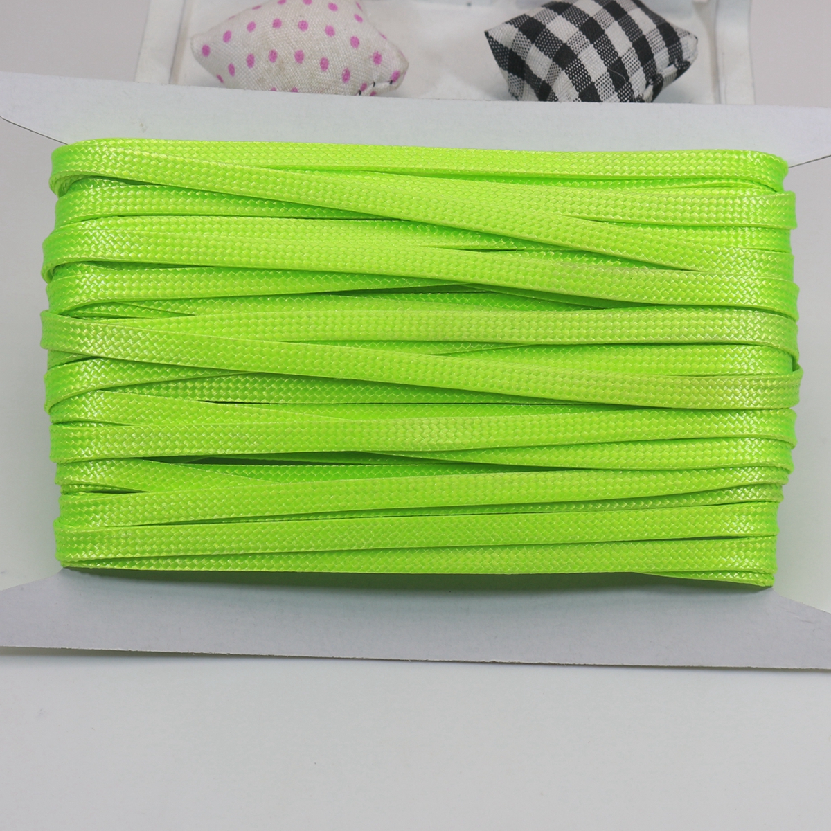 11 Yards FLAT 4mm Korean Waxed Textured Cord Craft Lace String Thread Various: Fluorescent Green