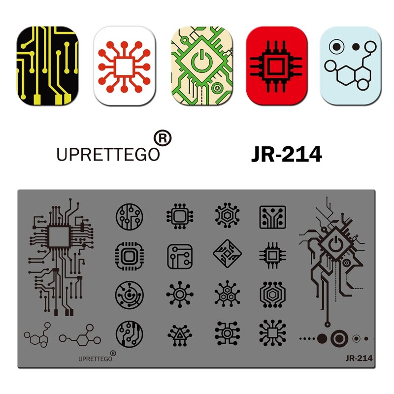 Roestvrij Staal Stempelen Plaat Sjabloon Russische Zin Bloemen Brief Gloeilamp Gratis Lijn Kerk Orchidee Nail Tool JR211-220: JR214