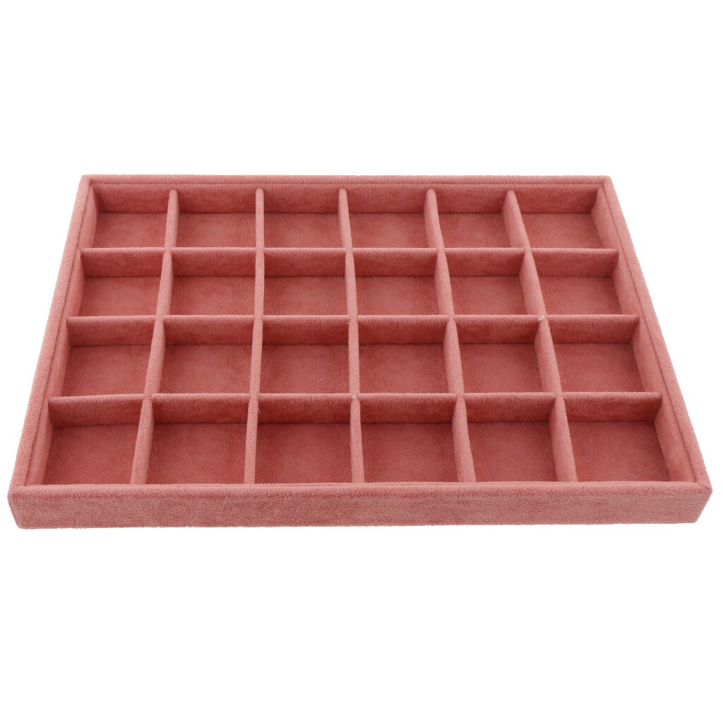 Fløjl smykker ring display organisator sag bakke holder halskæde øreringe bangle smykker opbevaring smykkeskrin stå lyserød: 5 35 x 24 x 3cm