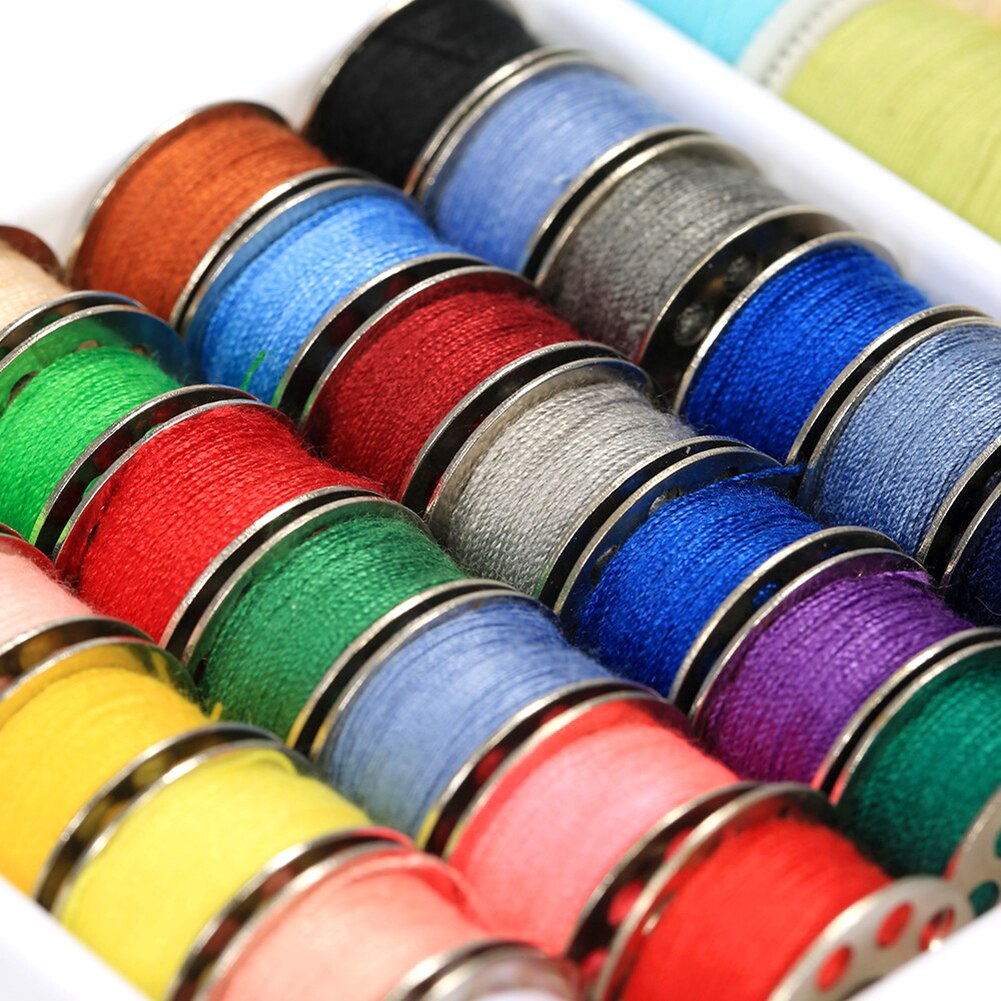 60pcs Mixed Colors Sewing Thread Set Metal Bobbins Thread Spools for Brother Janome Singer Household Sewing Machines