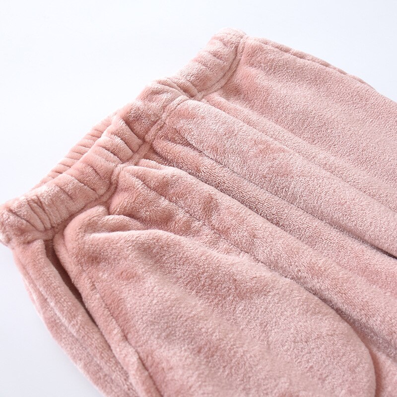 Pantalones holgados de franela para mujer, ropa de estar por casa con cintura elástica, color liso, para amantes del sueño, invierno,