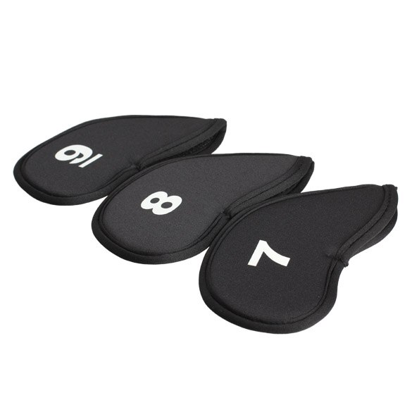 10 stücke Golf Kopf Abdeckung Club Eisen Putter Kopfschutz Set Neopren Schwarz Tragbare Golf Eisen Kopf Protector Golf Club zubehör