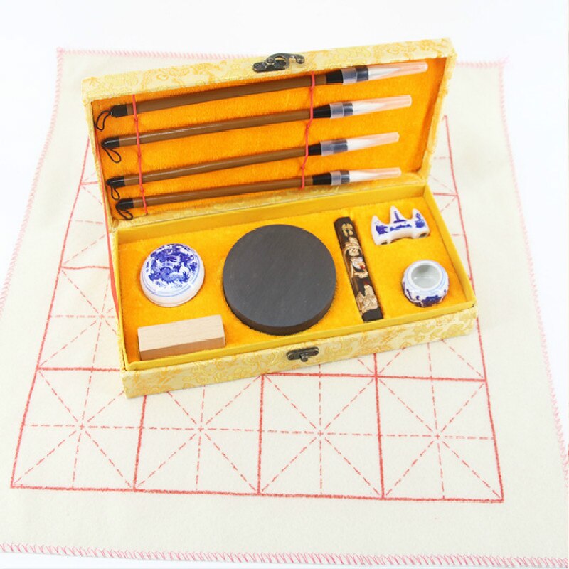 Chinese traditional calligraphy pen Set box student Regular Script Writing Brush Beginner's special practice Writing brush
