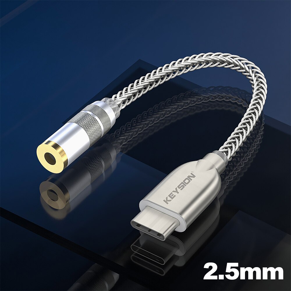 KEYSION DAC Earphone Lossless Music Decoder USB Type C to 3.5mm/2.5mm/4.4mm HD Hi-Fi Digital Audio Headphone Amplifier Adapter: USB Type C to 2.5mm
