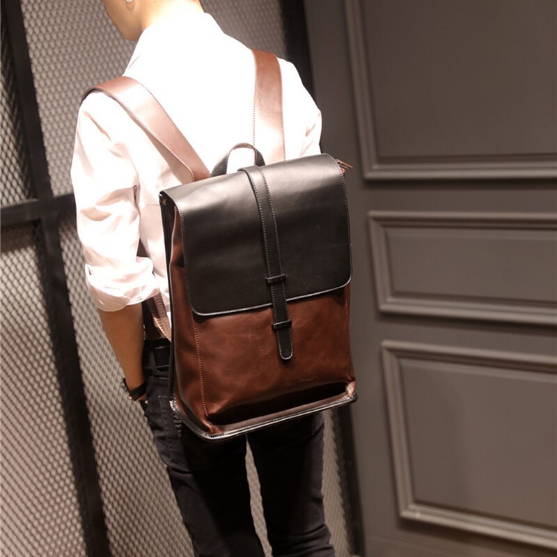 Vicuna polo vintage patchwork patroon heren rugzak tas reis leren rugzak voor mannen rugzak bolsos para mujer