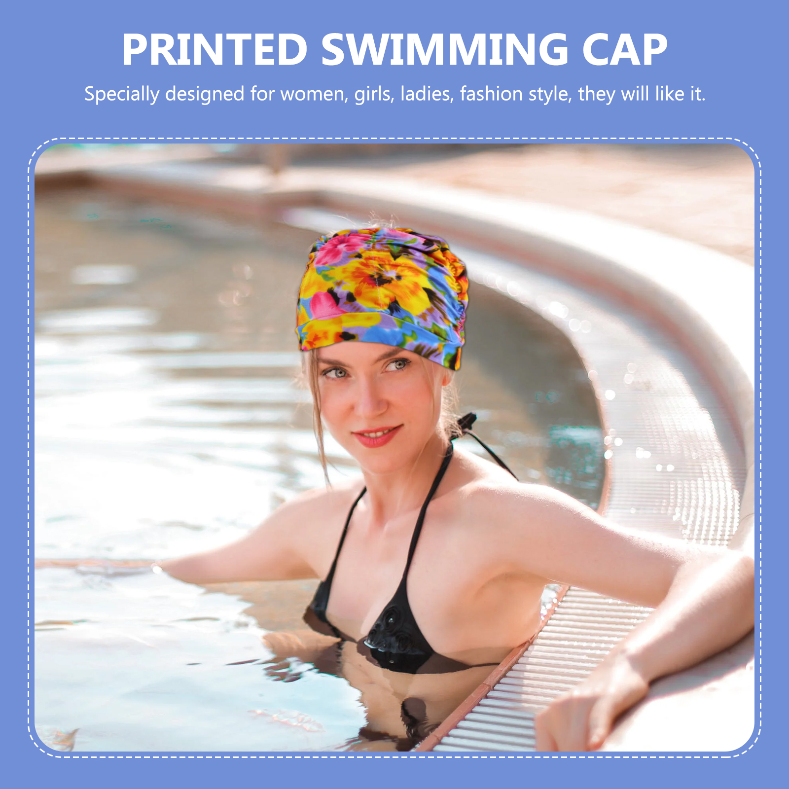 6pcs Flower Pattern Swimming Caps Adults Swim Caps Accessory (Random Pattern)