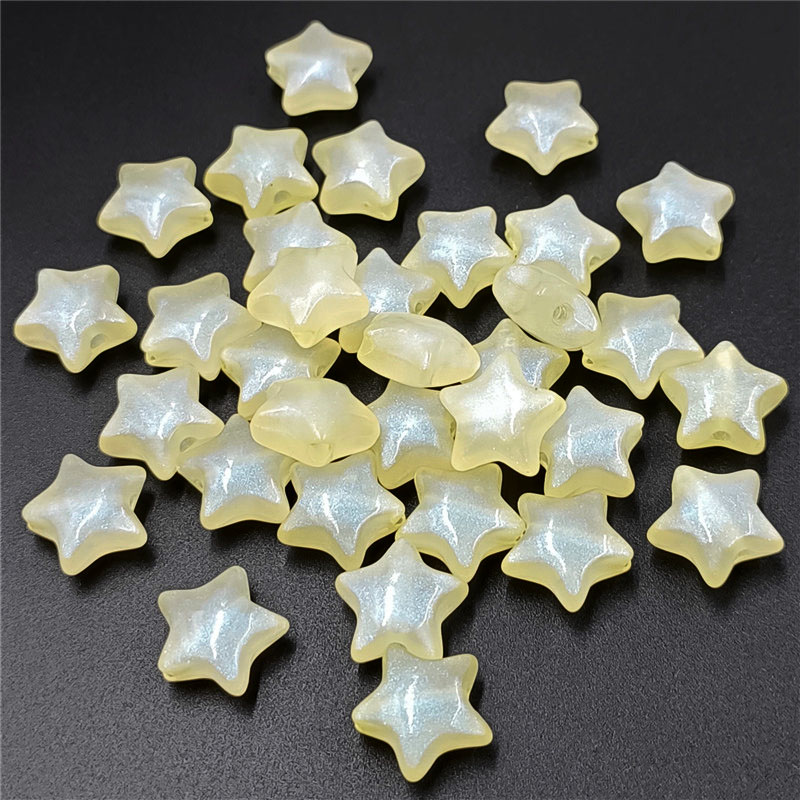 10 sztuk Makaron kolor musujące gwiazdki koraliki naszyjnik DIY bransoletka akrylowa biżuteria materiałowa akcesoria: YELLOW