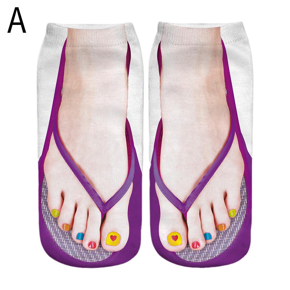 1 Pair 3D Printing Pattern Flip Flop Socks Funny Socks for Women Flip-flop Ankle Socks Low Cut Floor Socks Hosiery Novelty: Beige