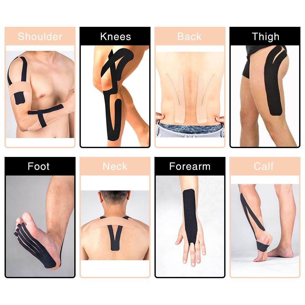 1 ruller foruddefineret kinesiologibånd åndbart bomuldssporttape muskelsmerter lindrer fitnessterapeutisk klæbende bandage
