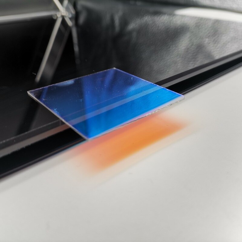 Dichroic Glas Plaat Optische Glas Gebroken Door Oranje Reflectie Blauw 44 Mm