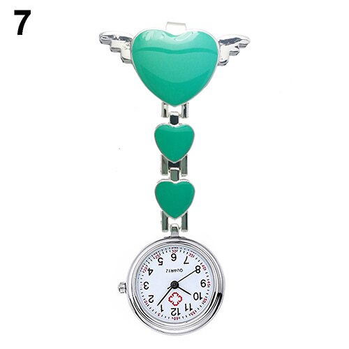 Women Lady Cute Love Heart Quartz Fob Brooch Nurse Pocket Watch For Girls Bright Color: Green