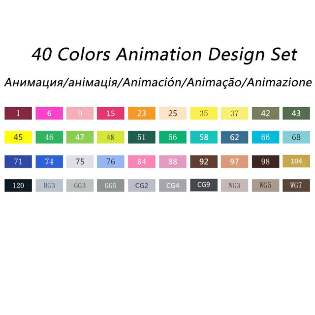 TOUCHNEW (T7) 30/40/60/80/168 colores juego de marcadores artísticos a base de Alcohol rotulador para bocetos pluma Fineliner para dibujar Manga suministros de oficina: 40 Animation set
