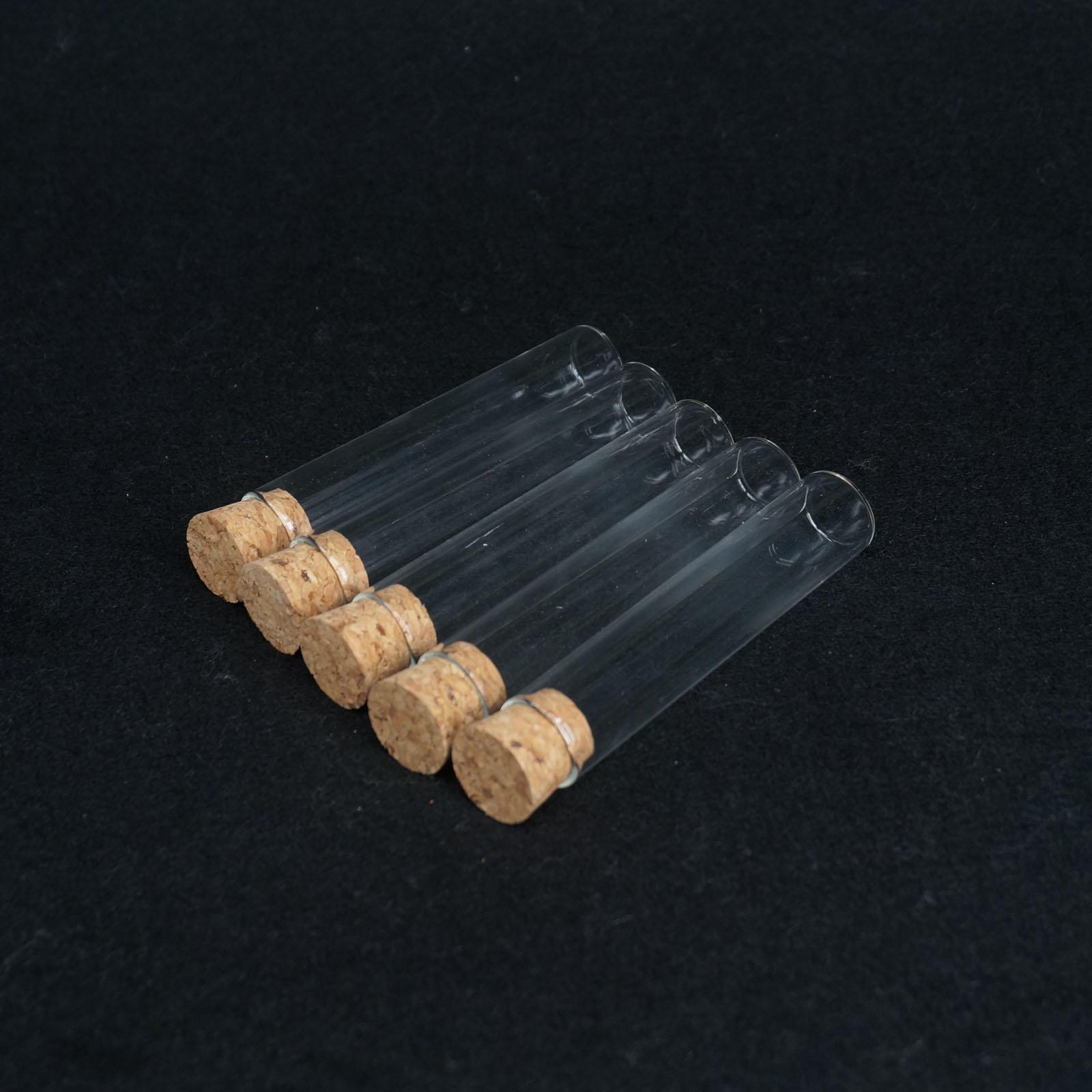 5Pcs 20X100 Mm Lab Glas Reageerbuis Platte Bodem Met Hout Stopper Thermostabiliteit
