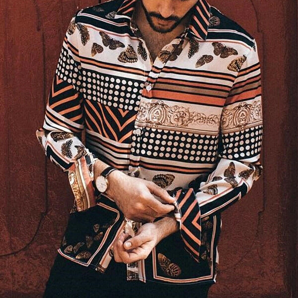 Heren bloemen lange mouwen omslagkraag spieroverhemden heren zomer casual chique overhemden plus maat m -2xl: 3 / M