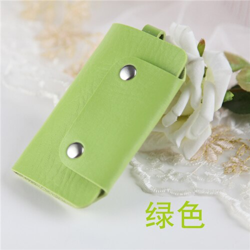 Lille pu læder nøgle pung pung til kvinder mænd mærke nøgle spænde pung cover organizer case: Grøn