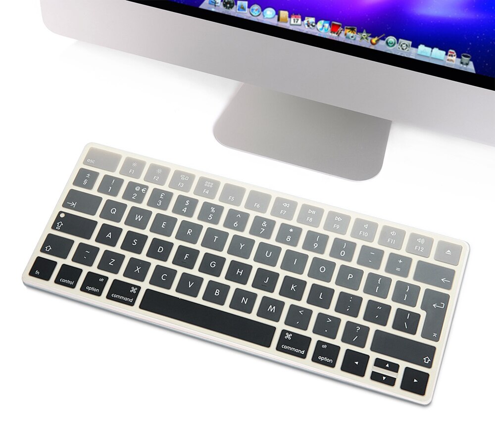 Hrh eu/uk regnbue tastatur cover silikone hud til apple magic keyboard mla 22b/ et europæisk/iso tastatur layout silikone hud: Gradient grå