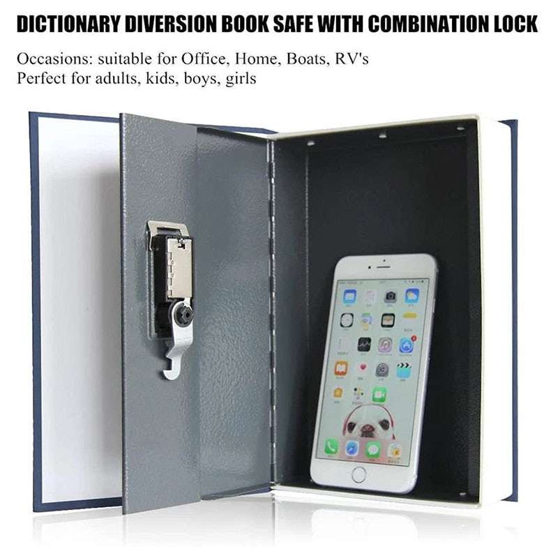Secret Book Safe Box Simulation Book Storage Box with Lock Bedroom Home Use @M23