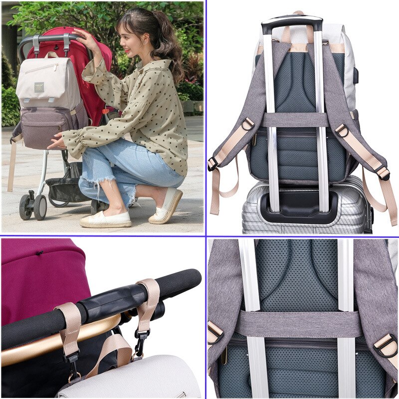 Mochila GRANDE para pañales de viaje, bolso para cambiador de bebé Mon, bolsa de pañales de enfermera para cochecito, mochila de maternidad, organizador de cochecito