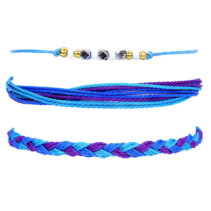 7 Stile Boho Hand-gemacht Bunte Multi-schicht Wasserdicht Wachs Linie Armbinde Frauen Sonnenschein Strand Surfen Schmuck Armbinde: Frau270