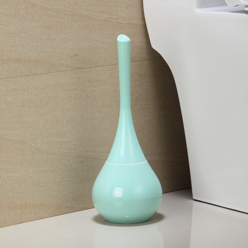 Flerfarvet rund keramisk base toiletbørste langhåndet rengøringsdragt rengøringsbørste badeværelse tilbehør sæt boligindretning: Blå