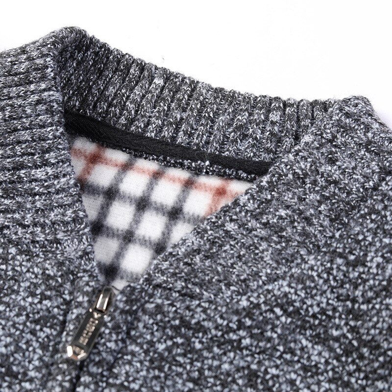 hiver hommes Patchwork chandails épais Cardigan cachemire manteaux automne décontracté col montant tricoté pull avec fermeture à glissière veste