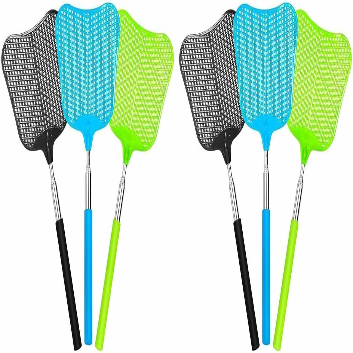 6 Packs Fly Swatter Telescopic Flyswatter Heavey Duty Set Stainless Steel Extendable Handles