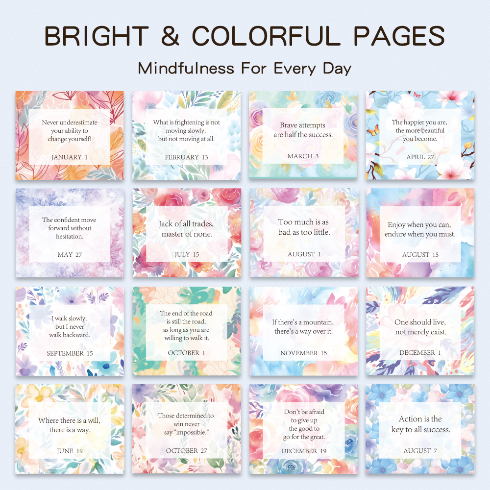 1 pc 365-dagen positieve bevestigingen bureaukalender staande flip-coil desktop kalender met inspirerende citaten kleur binnenpagina