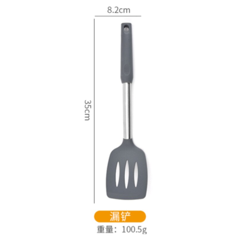 10pcs/set Stainless Silicone Kitchen Utensils Set Kitchen Cooking Spatula Non-stick Frying Spatula Pot Colander Soup Spoon: 06