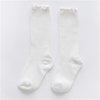 Unisex Cute Solid Color Cotton Blend Crew Calf Length Tube Socks For Girls Boys 72XC: White / 2-3T